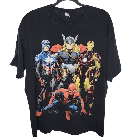 Vintage Marvel Avengers Mad Engine T-Shirt Size XL Spiderman Thor Iron Man - Picture 1 of 5